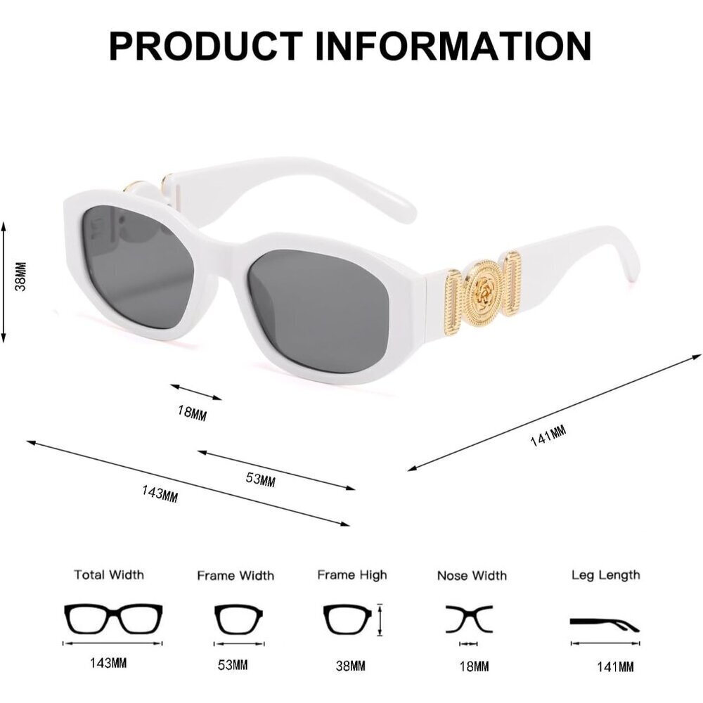 Rectangle Sunglasses Women Retro Frame UV400 Protection Vintage Fashion - Picture 5 of 6